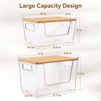 Criusia Pantry Organizers and Storage with Bamboo Lids