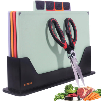 4-Piece Non-Toxic Cutting Board Set with Scissors