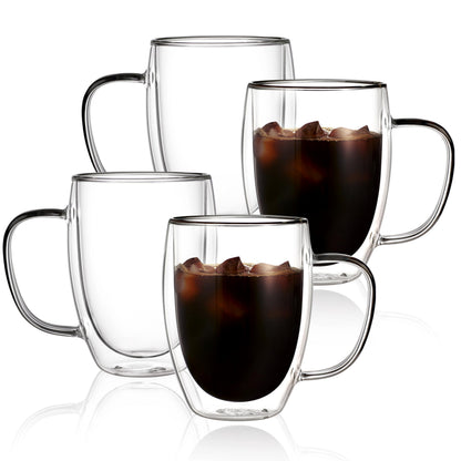 CNGLASS 12oz Double Walled Glass Coffee