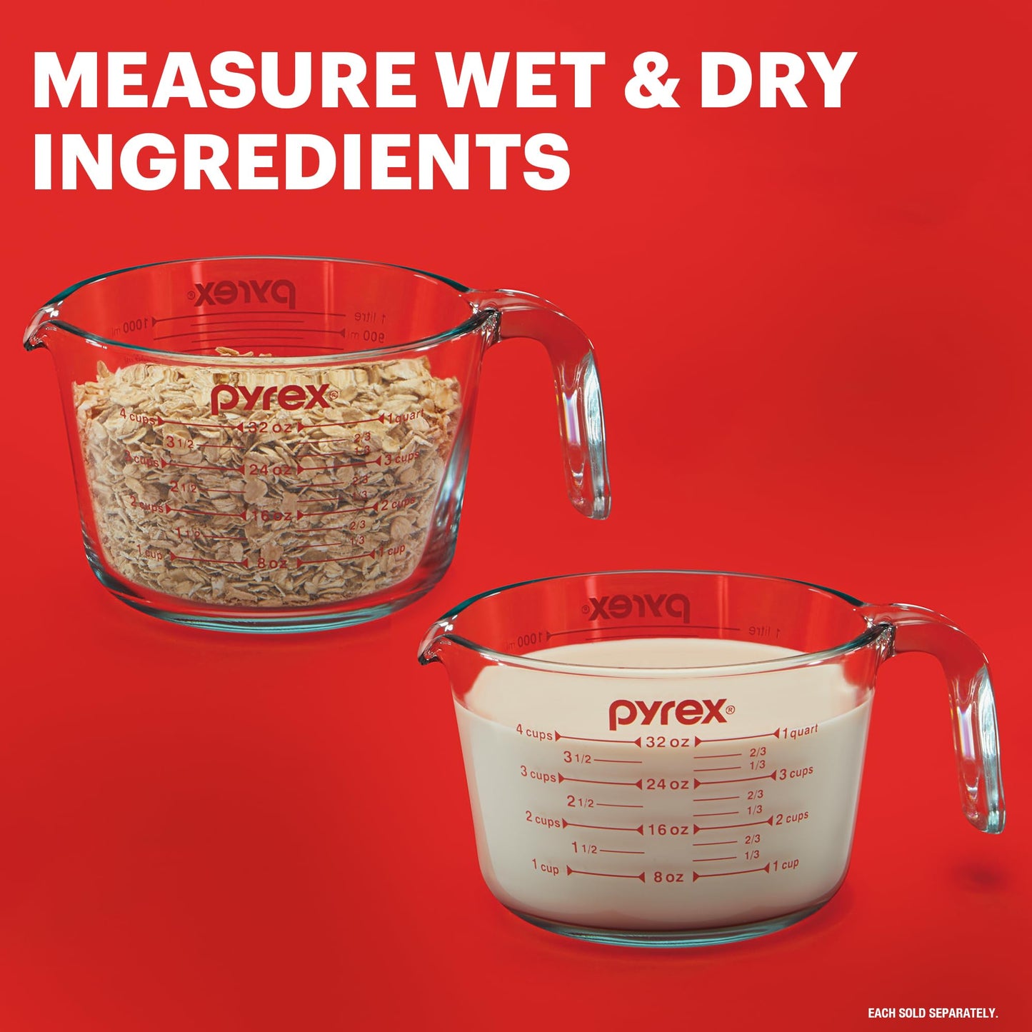 3-Piece Glass Measuring Cups Set for Cooking