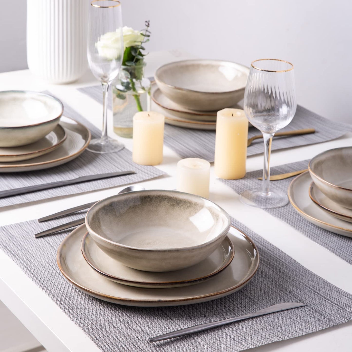 Reactive Glaze Ceramic Dinnerware Set for 4