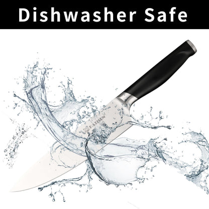 Stainless Steel Knife Set with Block and Sharpener