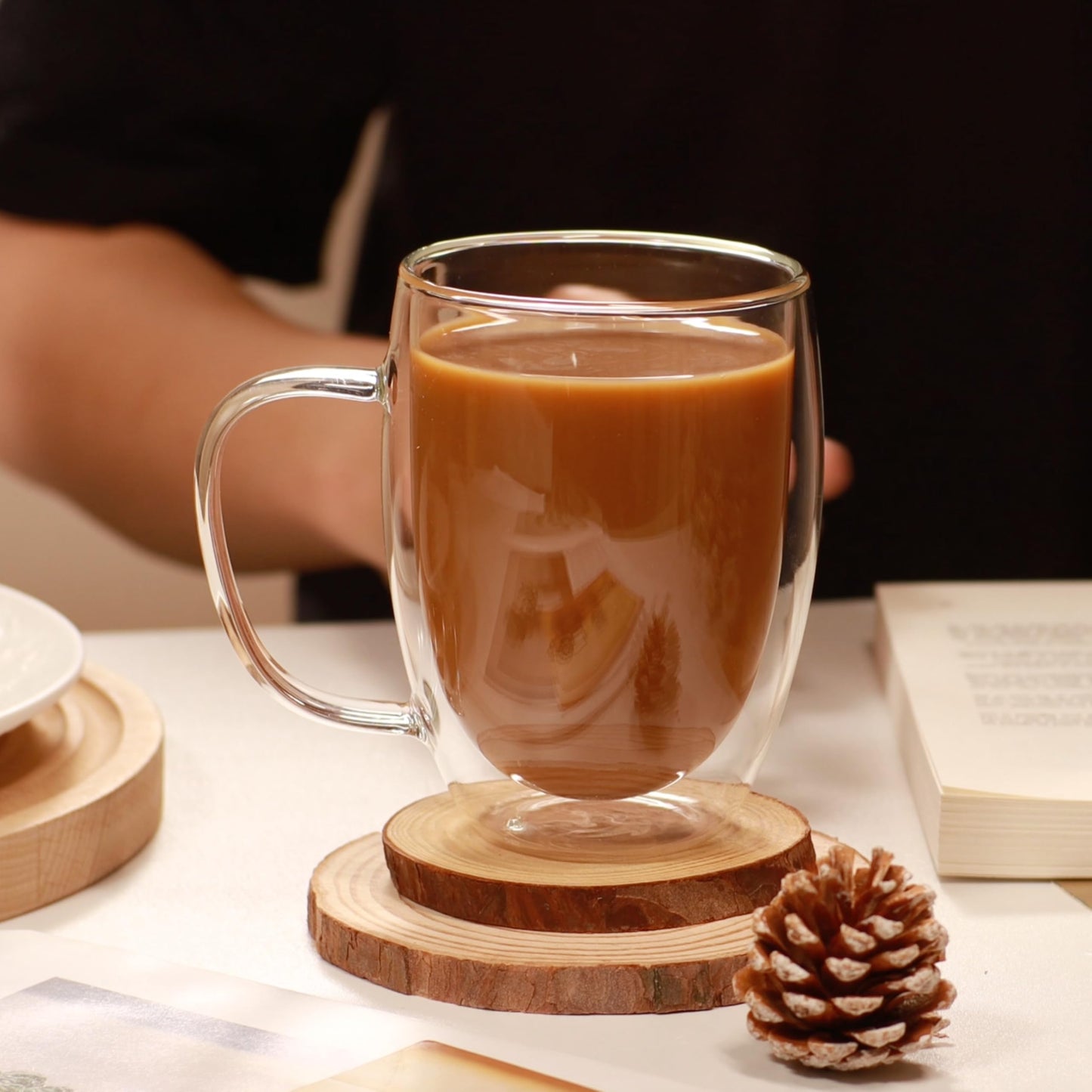 CNGLASS 12oz Double Walled Glass Coffee