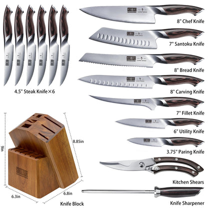 16-Piece High Carbon Stainless Steel Knife Set