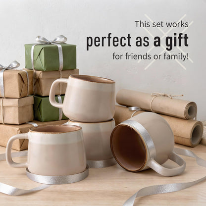 Set of 4 Ceramic Coffee Mugs with Handles