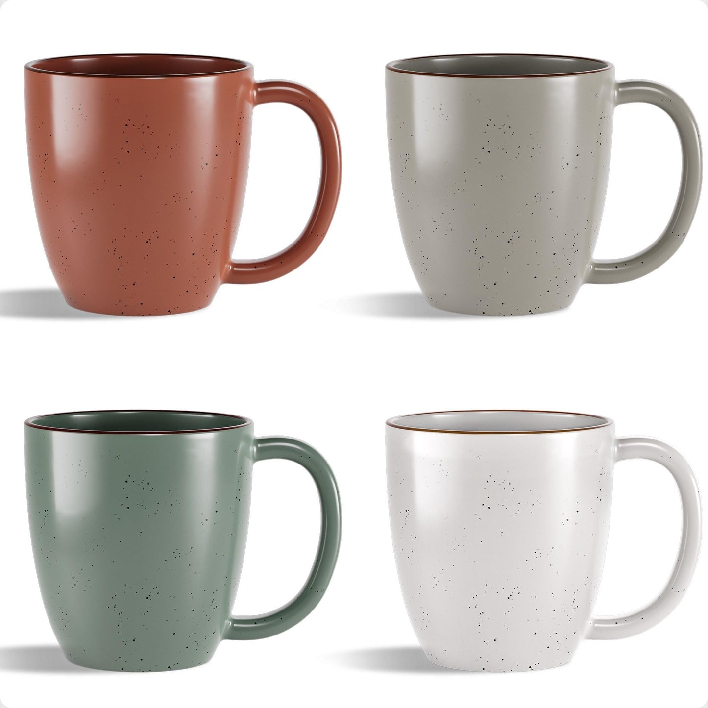 Set of 4 Ceramic Coffee Mugs with Handles