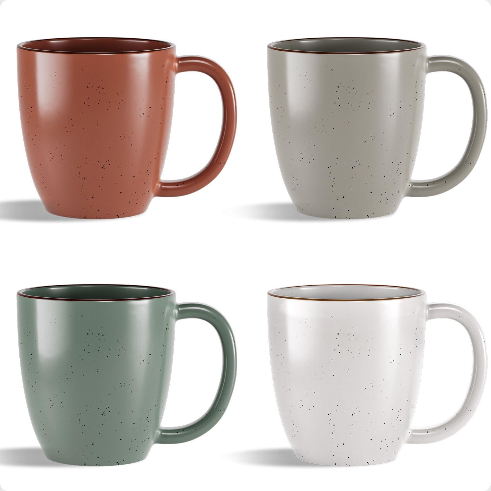 Set of 4 Ceramic Coffee Mugs with Handles