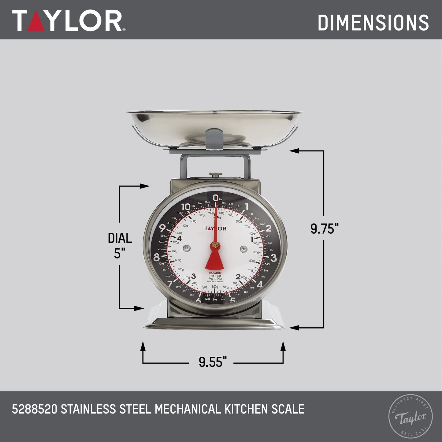 Taylor Mechanical Kitchen Weighing Food Scale with Bowl