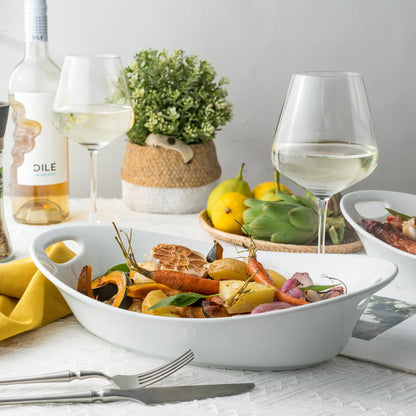 Large Oval Serving Bowl Set with Handles