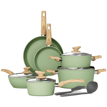 DishDelight 12 Piece Pots and Pans Set Non Stick