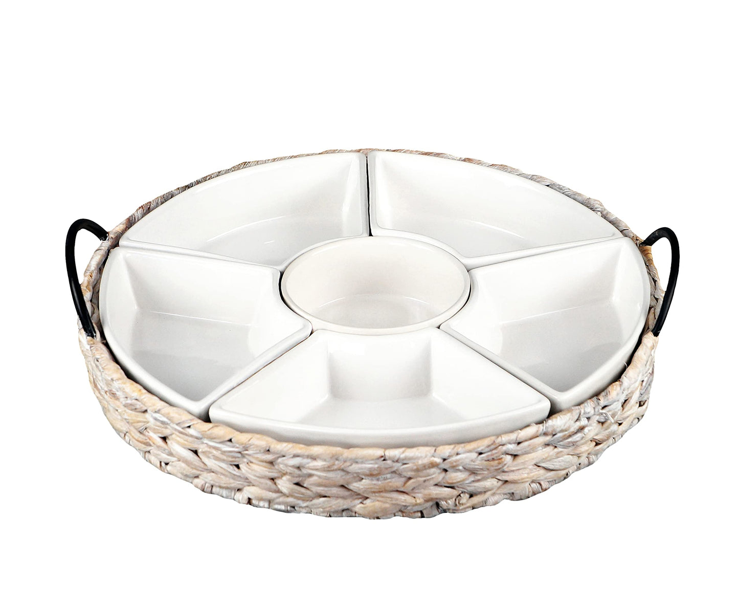 7-Piece Porcelain Serving Tray Set with Bowls