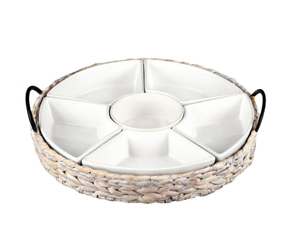 7-Piece Porcelain Serving Tray Set with Bowls