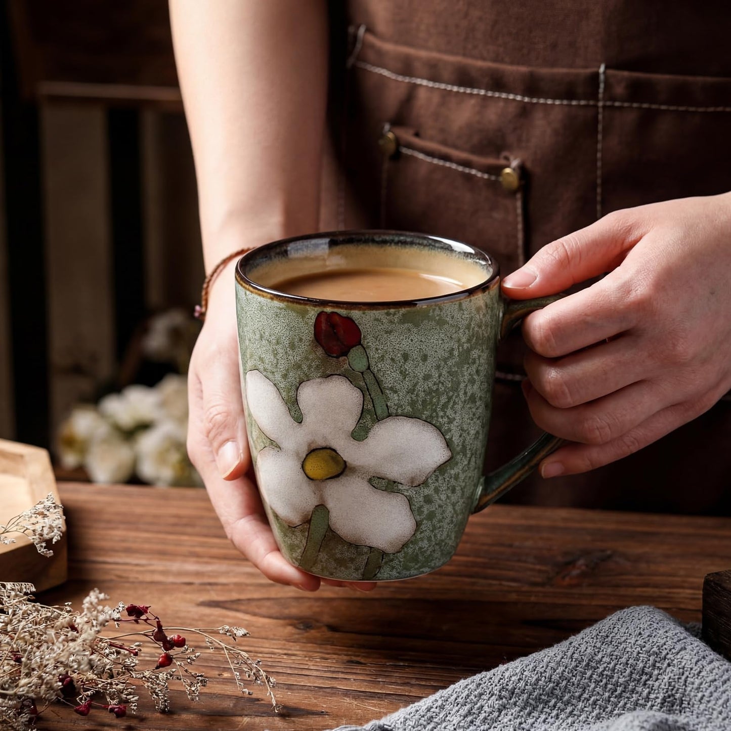 12oz Ceramic Coffee Mug Set with Handles