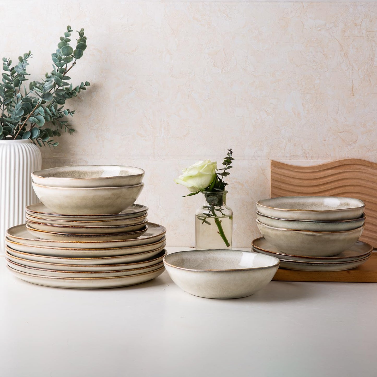 Reactive Glaze Ceramic Dinnerware Set for 4
