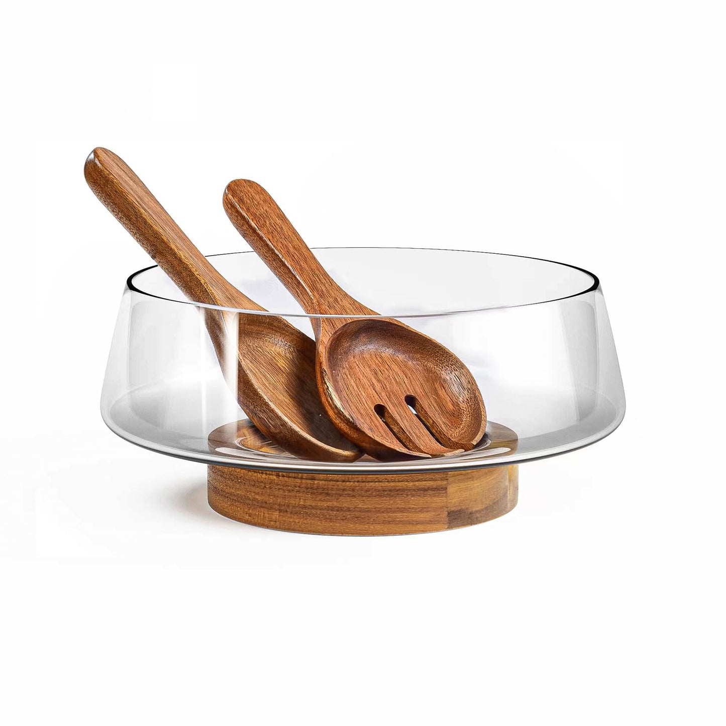Extra Large Glass Salad Bowl Set with Base