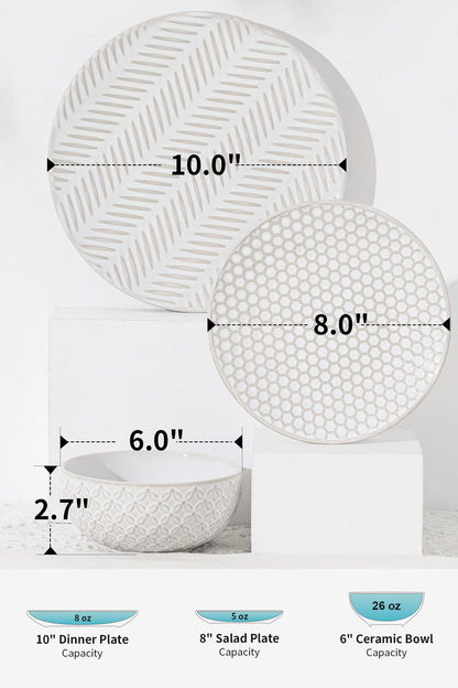 Embossed Scratch-Resistant Dinnerware Set