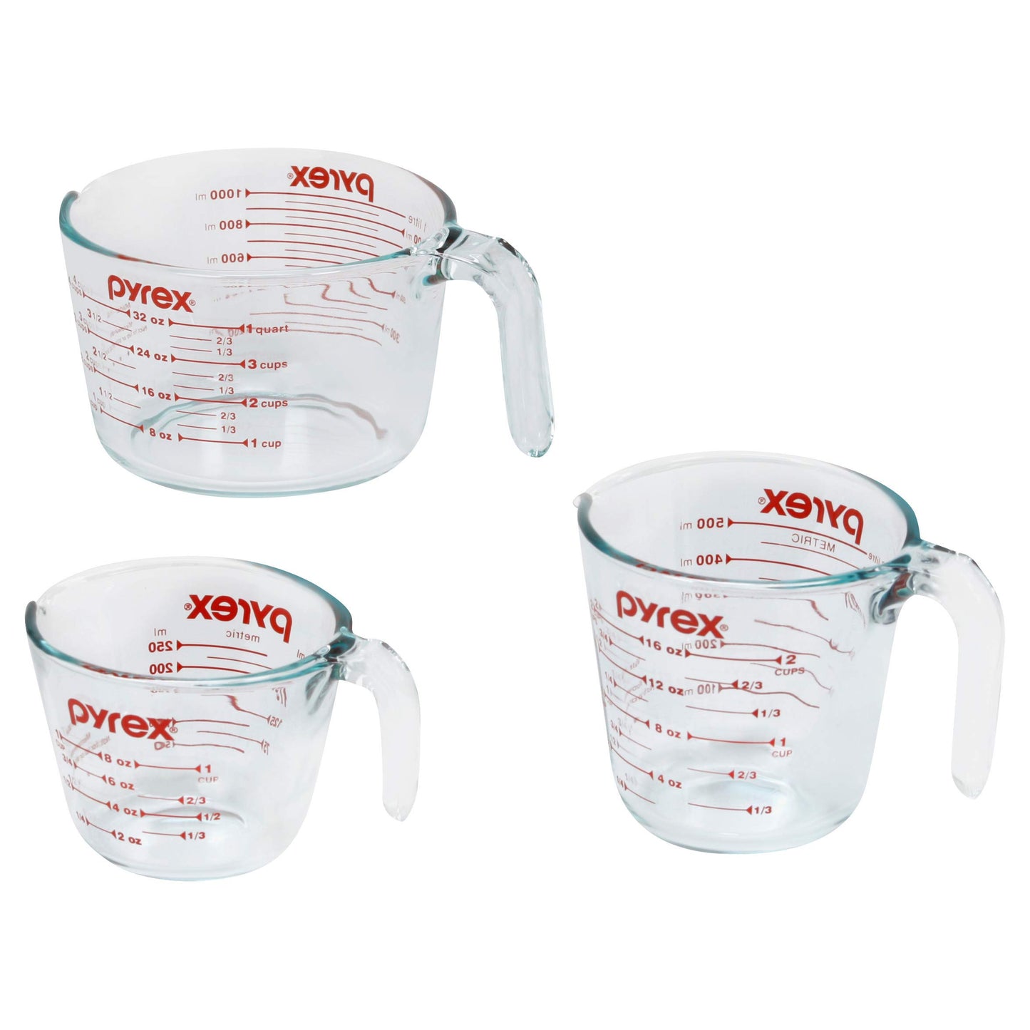 3-Piece Glass Measuring Cups Set for Cooking