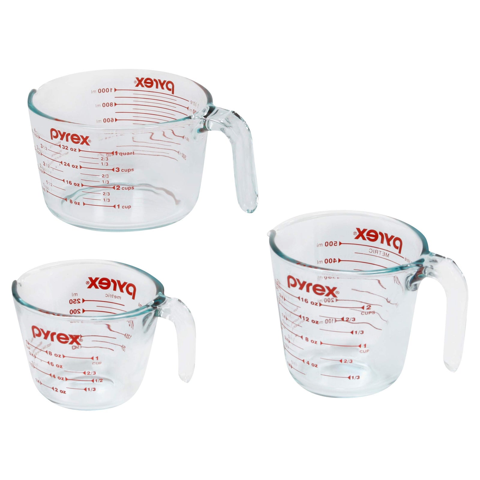 3-Piece Glass Measuring Cups Set for Cooking