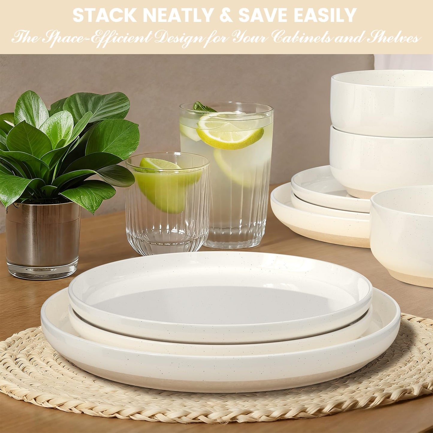 Plates and Bowls Sets, Scratch Resistant Dinnerware Sets
