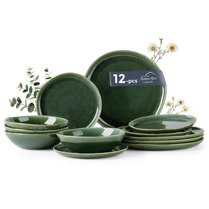 Reactive Glaze Ceramic Dinnerware Set for 4