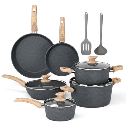 DishDelight 12 Piece Pots and Pans Set Non Stick