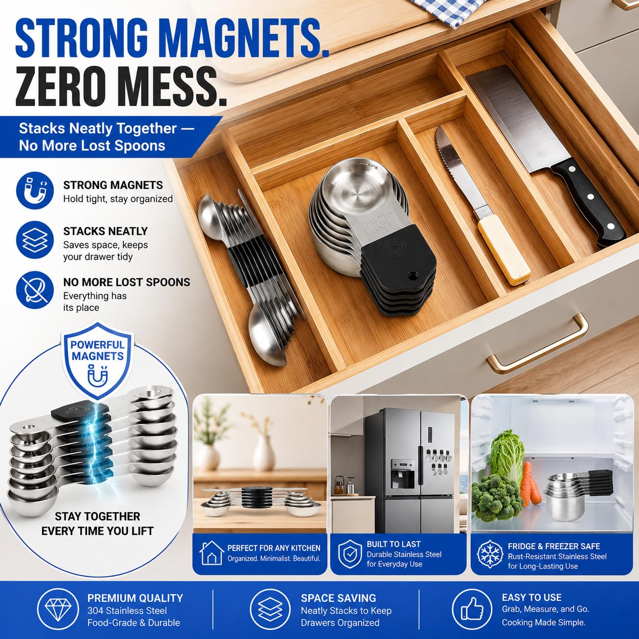 15-Piece Magnetic Stainless Steel Measuring Set