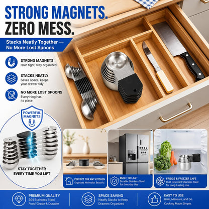 15-Piece Magnetic Stainless Steel Measuring Set