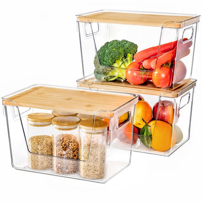 Criusia Pantry Organizers and Storage with Bamboo Lids
