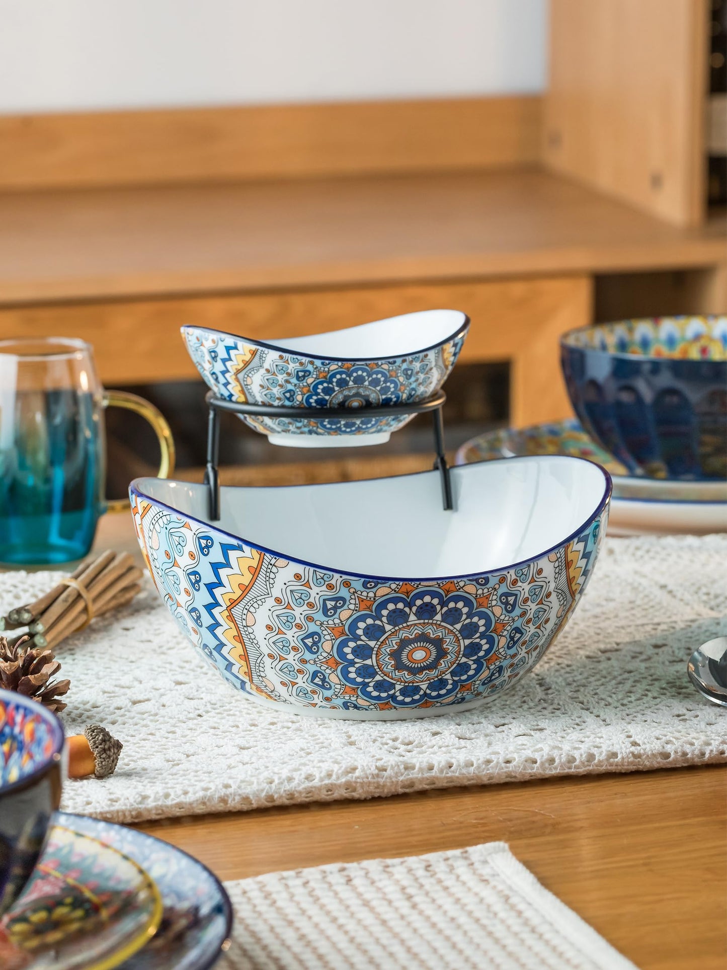 2-Tier Ceramic Chip and Dip Serving Set