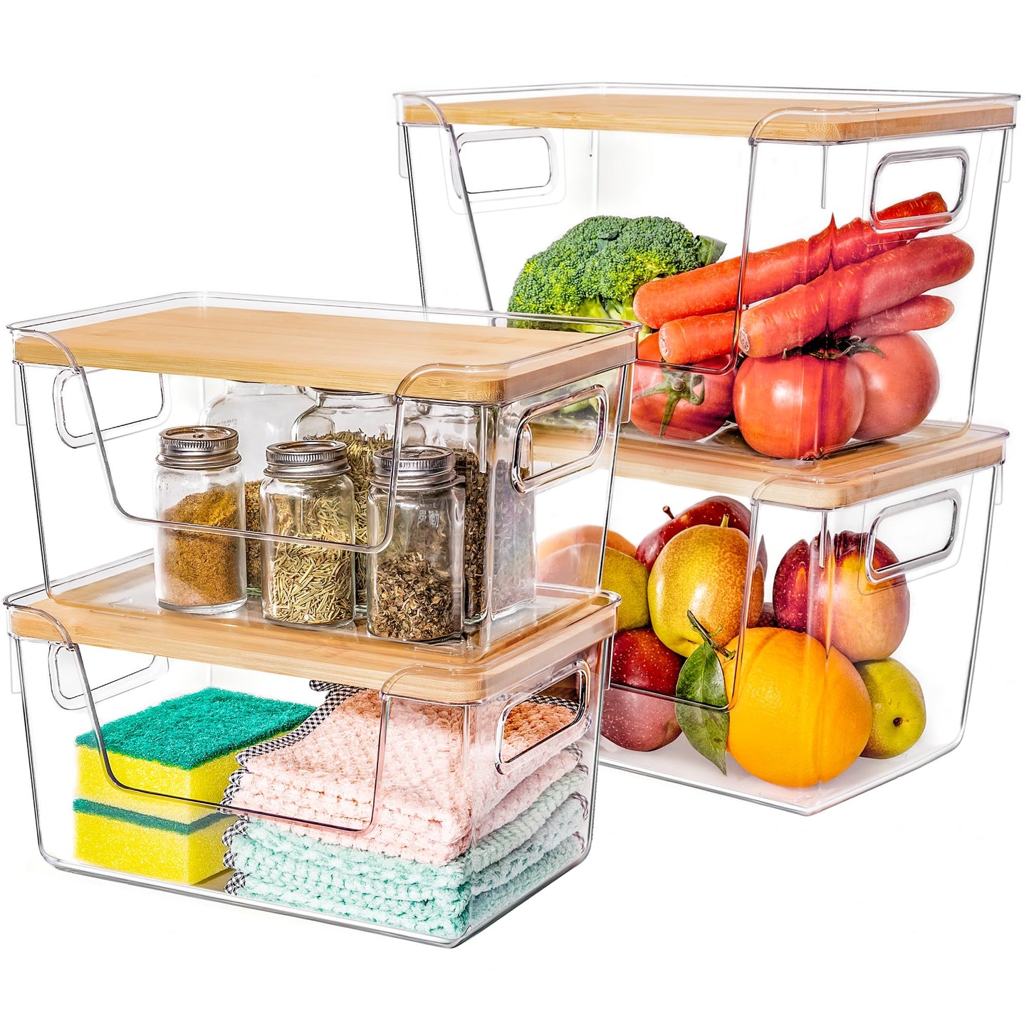 Criusia Pantry Organizers and Storage with Bamboo Lids
