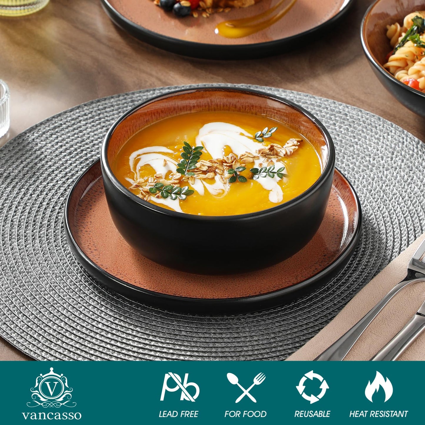 Ceramic Stoneware Plates and Bowls Dinnerware Set