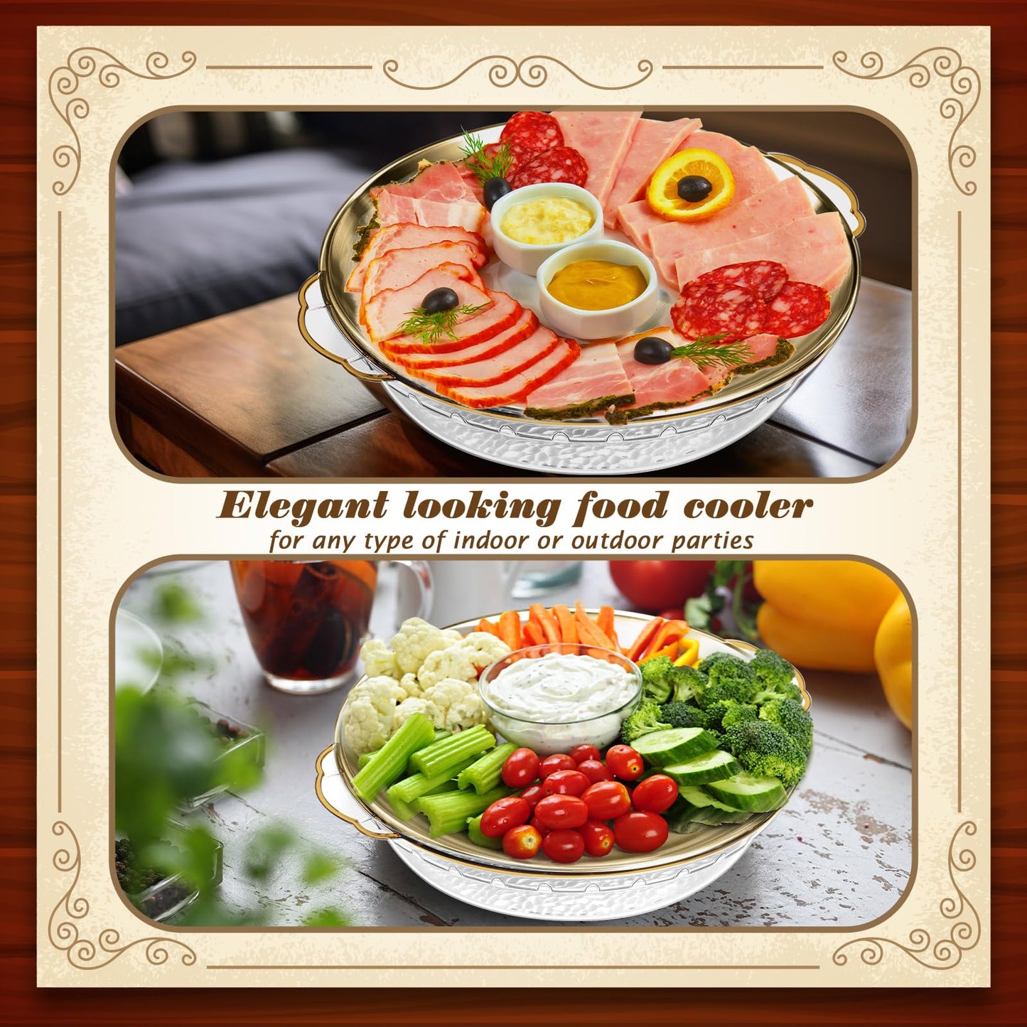 Chilled Serving Tray with Compartments for Parties