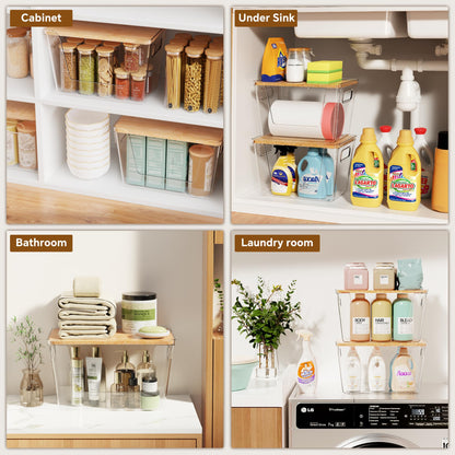 Criusia Pantry Organizers and Storage with Bamboo Lids