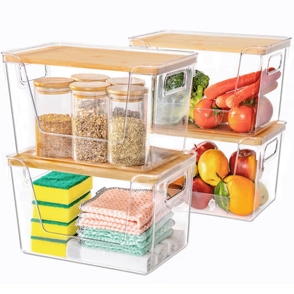 Criusia Pantry Organizers and Storage with Bamboo Lids
