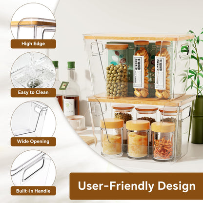 Criusia Pantry Organizers and Storage with Bamboo Lids