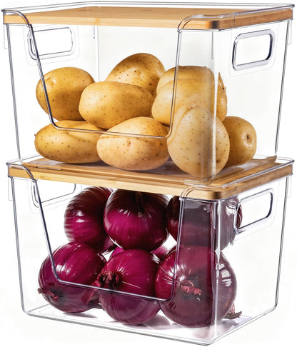 Criusia Pantry Organizers and Storage with Bamboo Lids