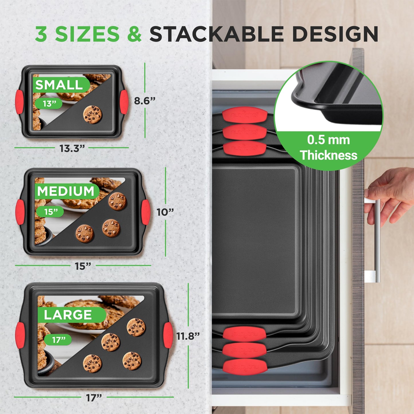 NutriChef Non-Stick Kitchen Oven Baking Pans