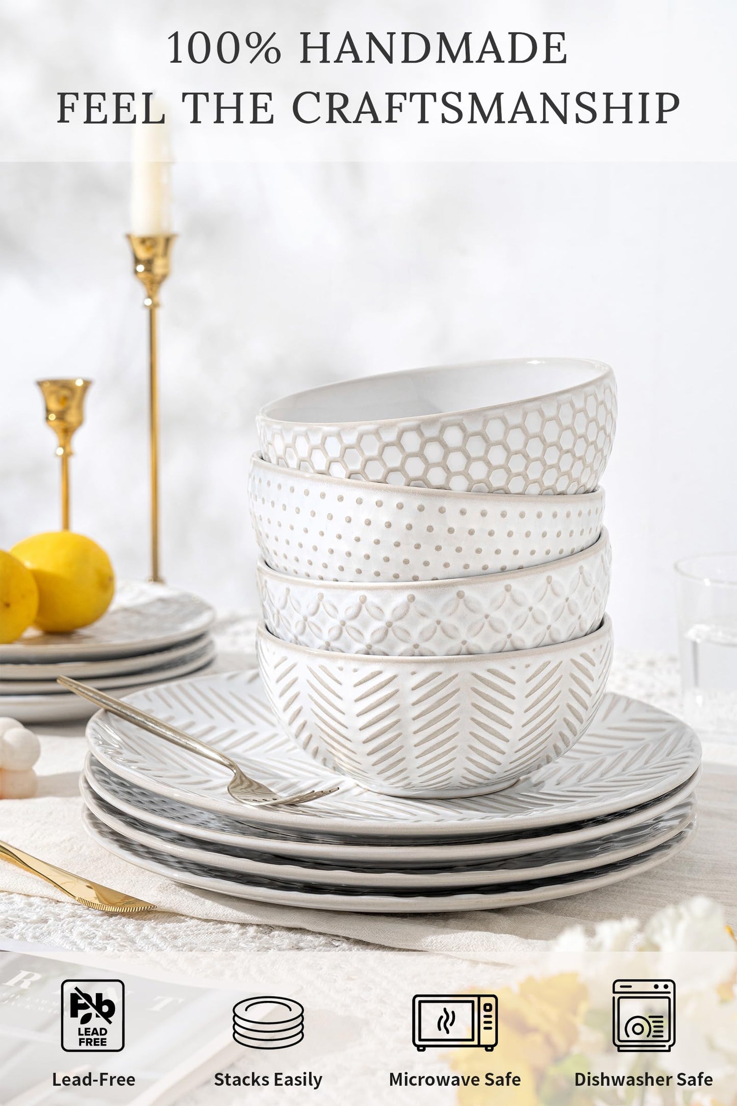 Embossed Scratch-Resistant Dinnerware Set