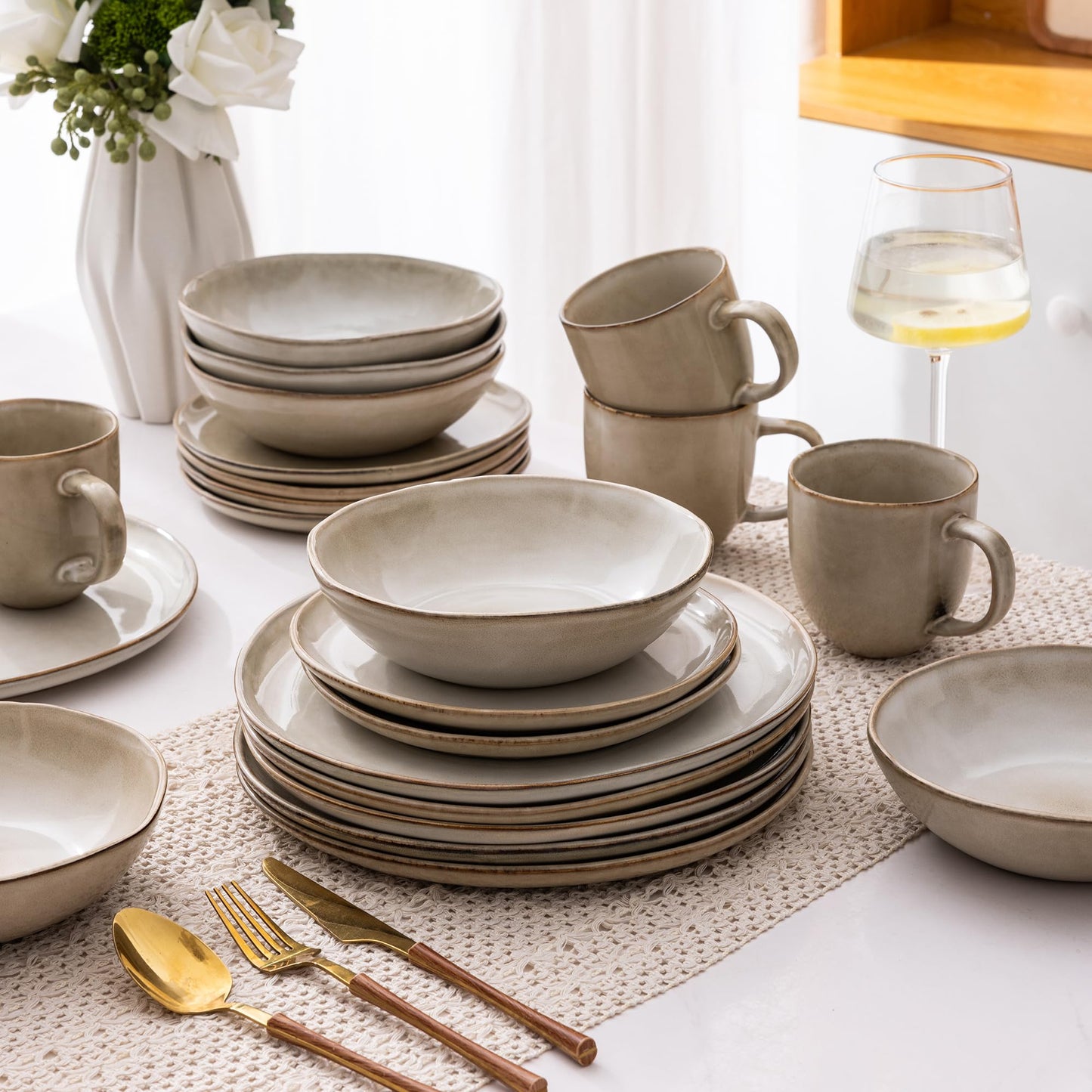 Reactive Glaze Ceramic Dinnerware Set for 4