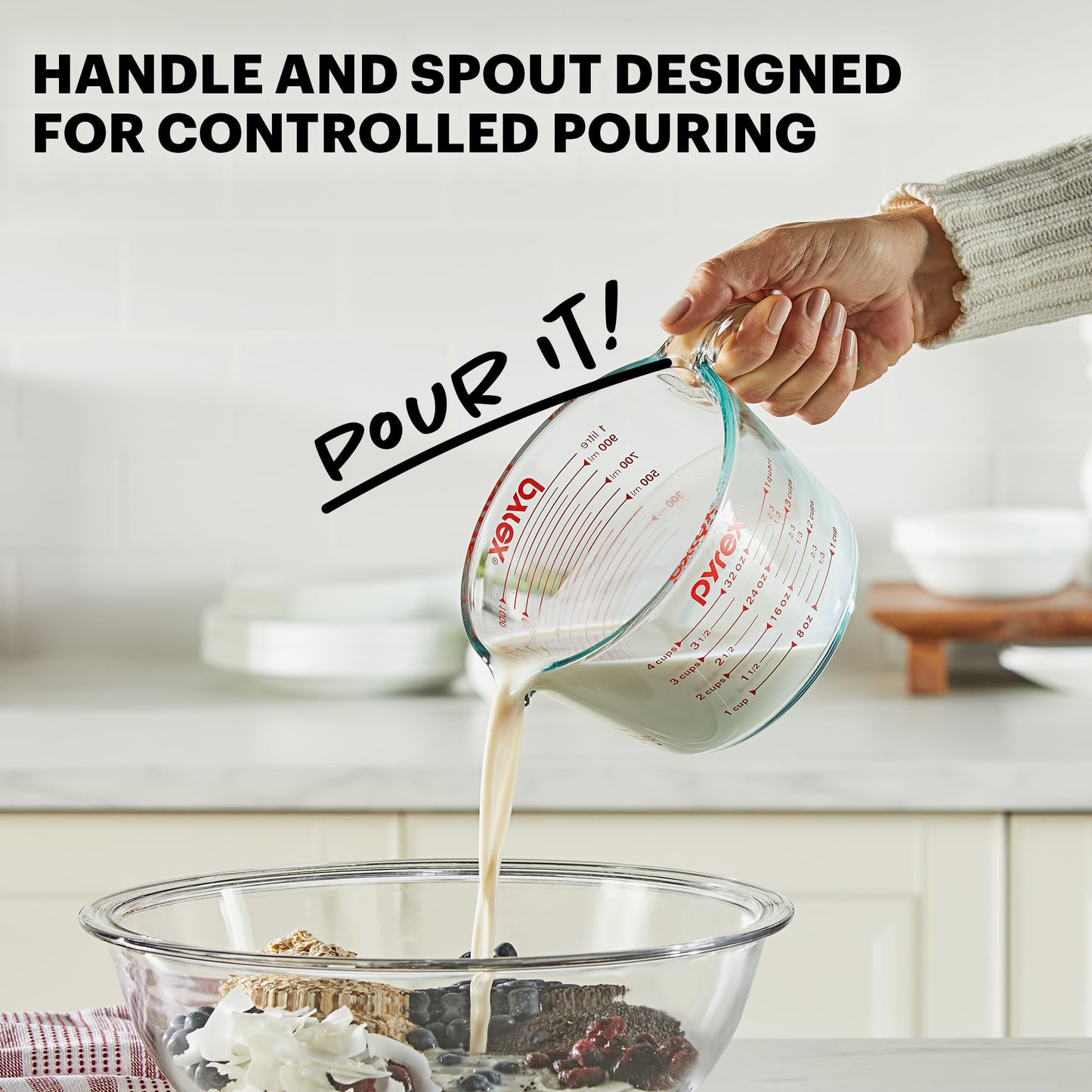 3-Piece Glass Measuring Cups Set for Cooking