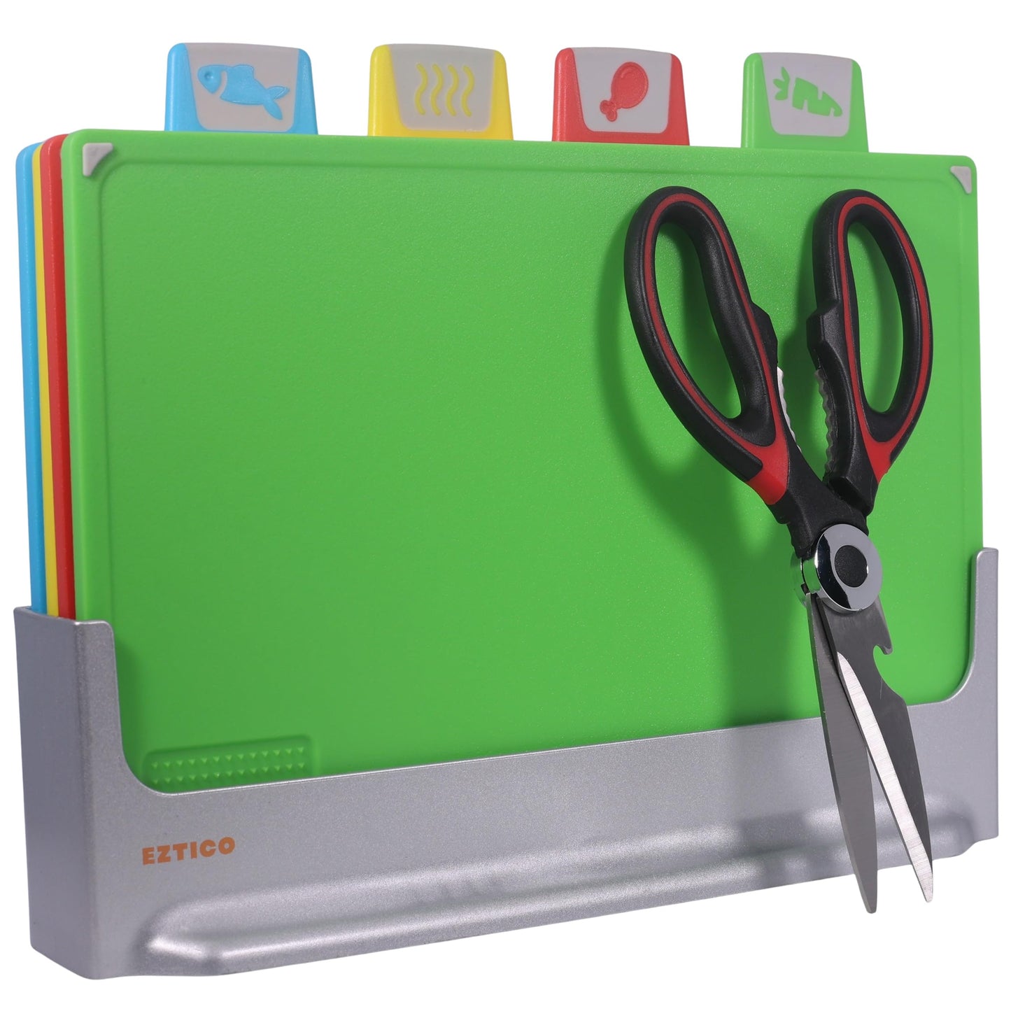 4-Piece Non-Toxic Cutting Board Set with Scissors