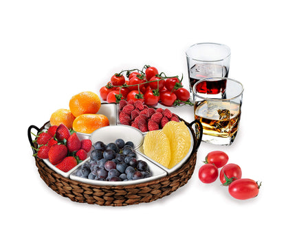 7-Piece Porcelain Serving Tray Set with Bowls