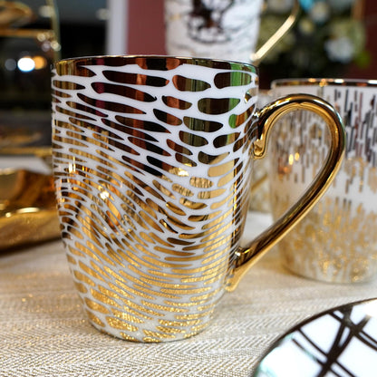 Set of 6 Gold Plated Ceramic Mugs