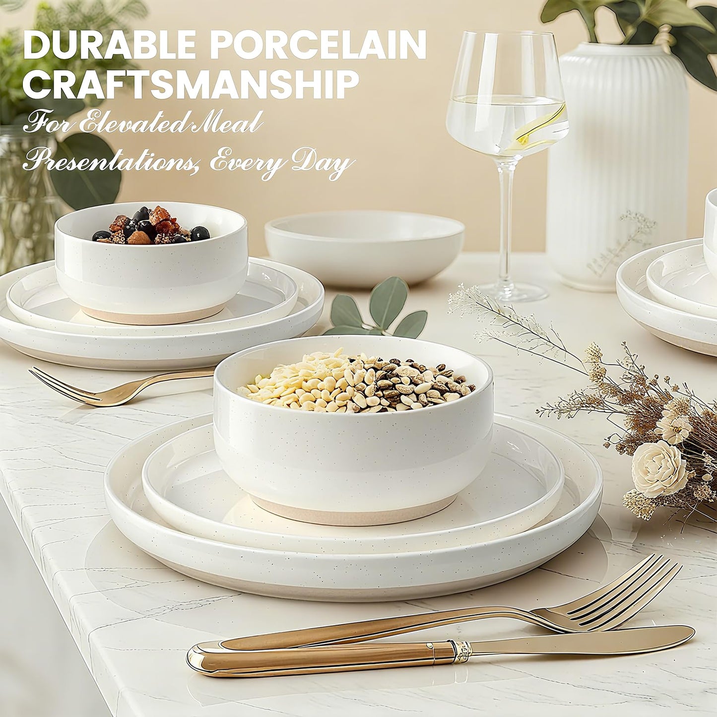 Plates and Bowls Sets, Scratch Resistant Dinnerware Sets