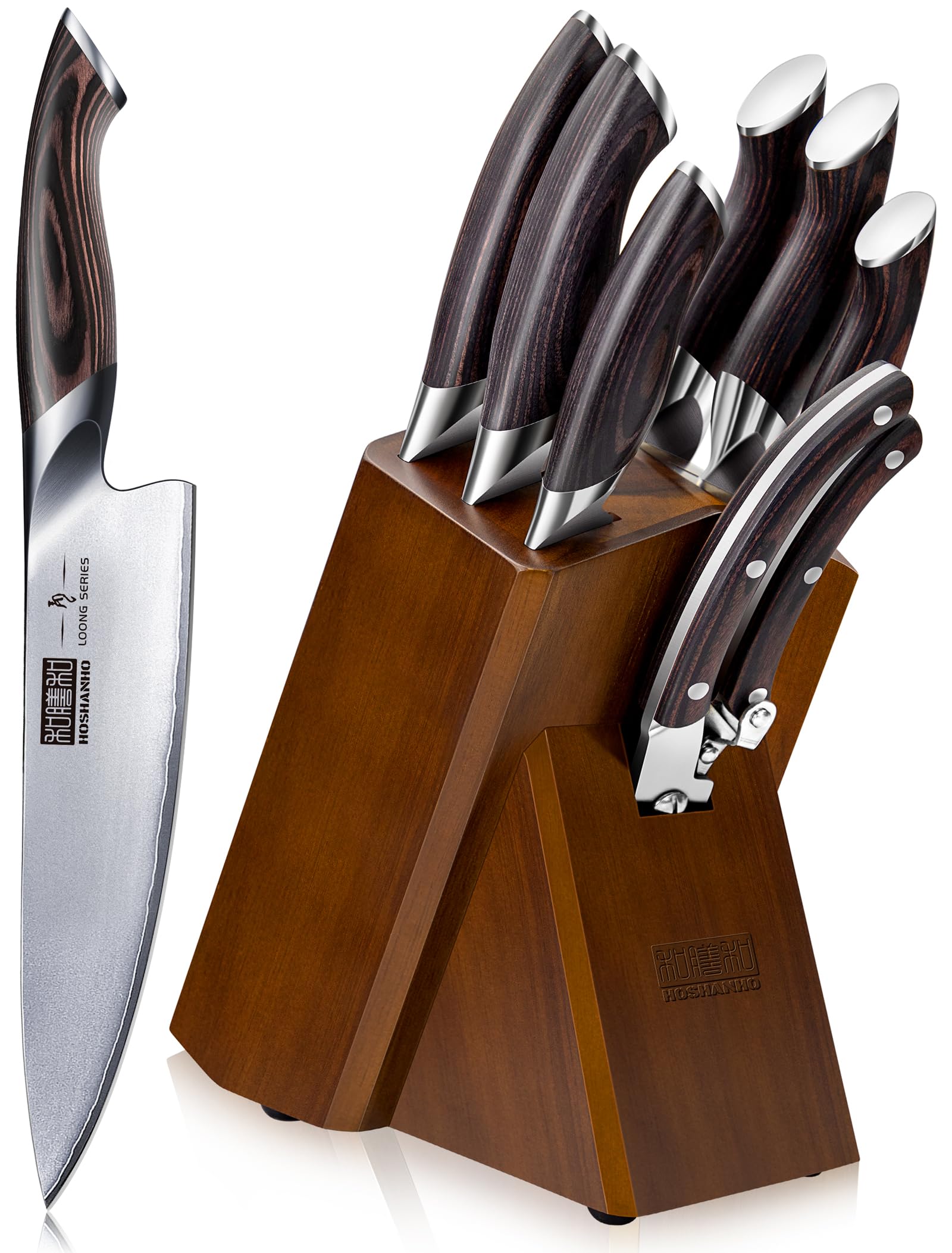8-Piece Japanese Steel Kitchen Knife Set with Block