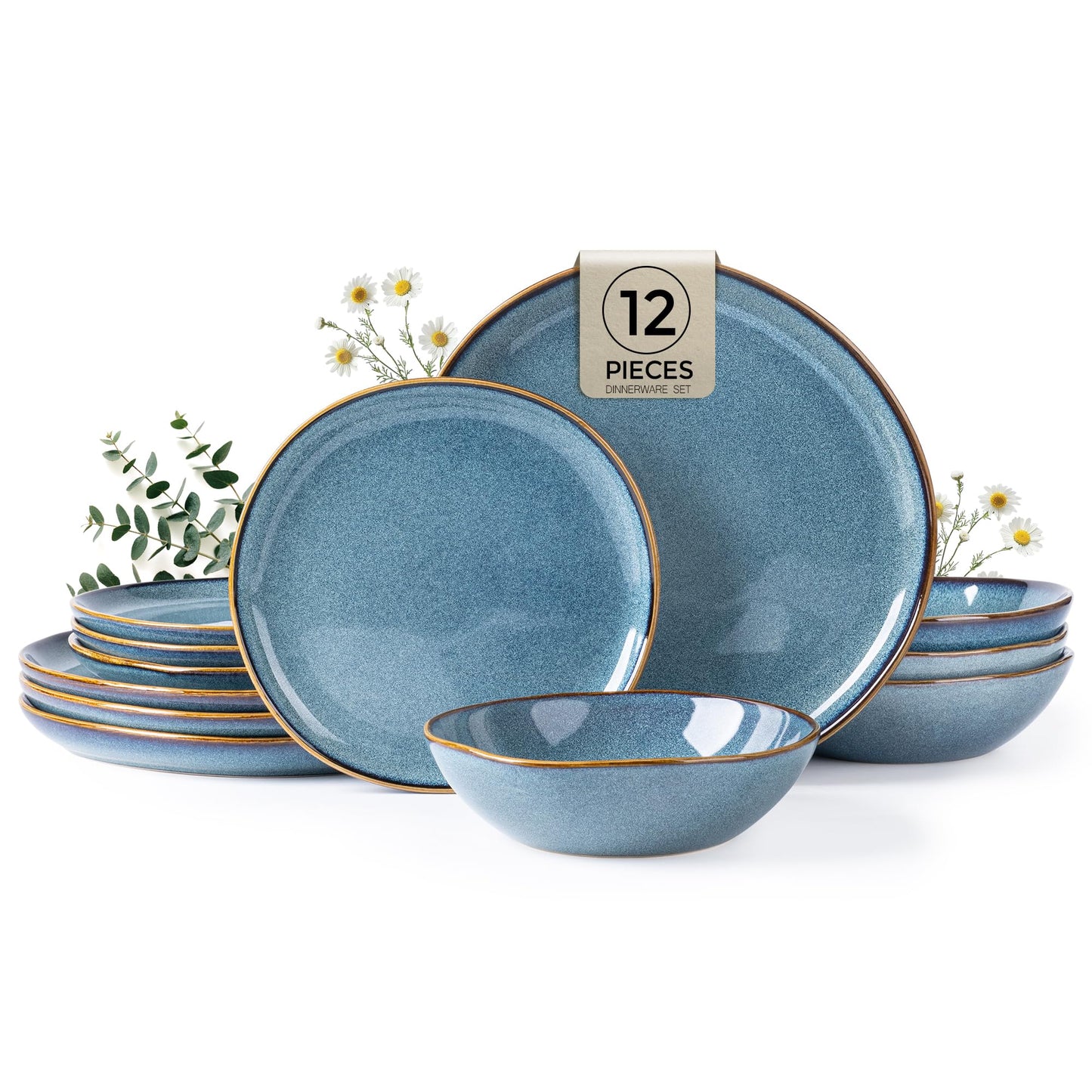 Reactive Glaze Ceramic Dinnerware Set for 4
