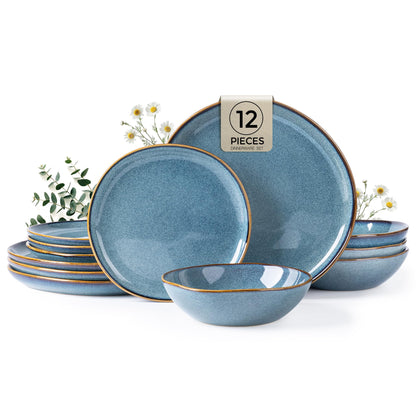 Reactive Glaze Ceramic Dinnerware Set for 4