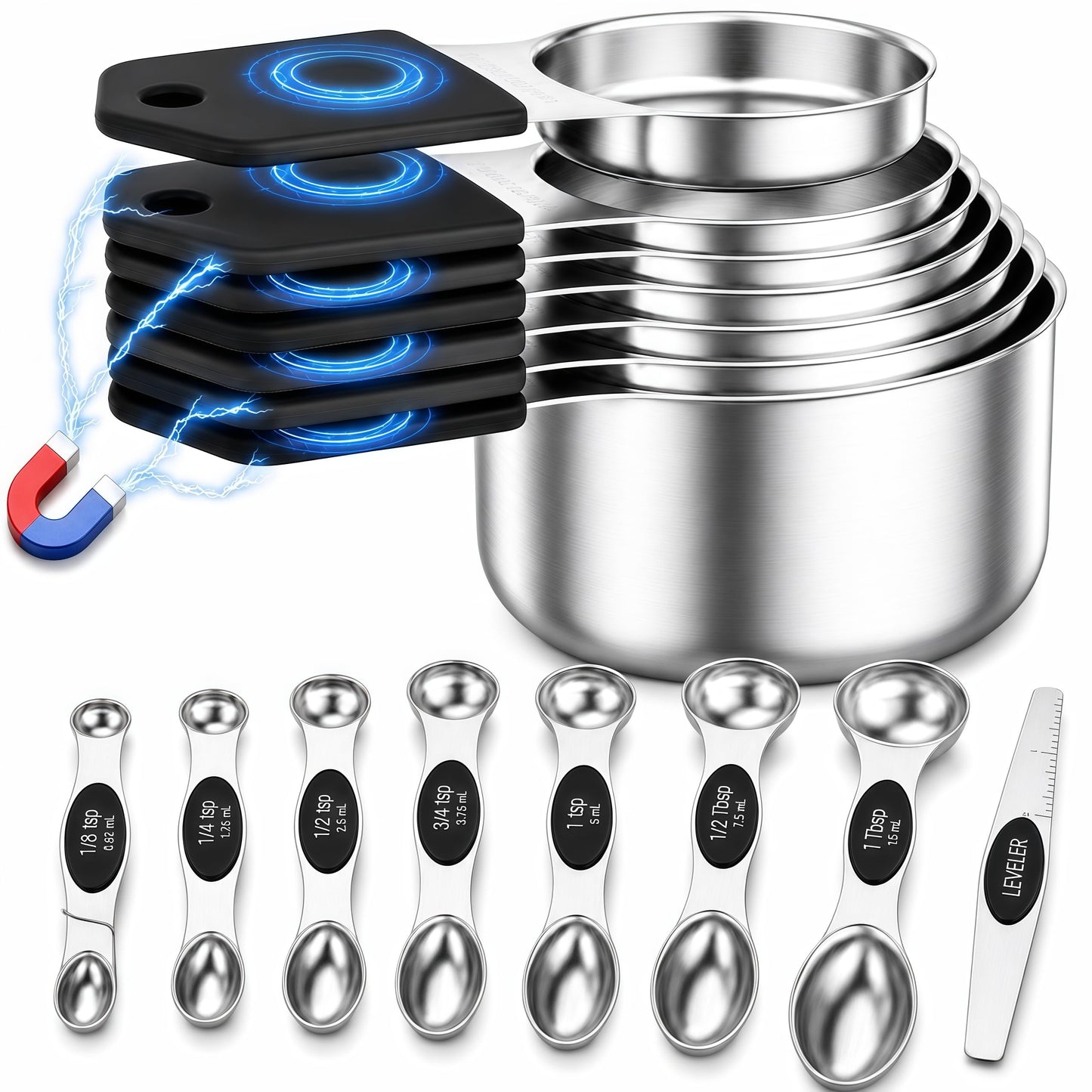 15-Piece Magnetic Stainless Steel Measuring Set