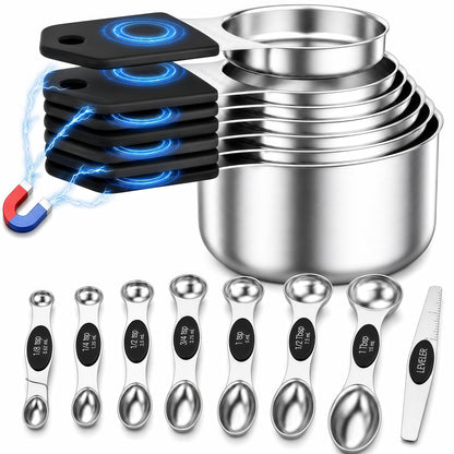 15-Piece Magnetic Stainless Steel Measuring Set