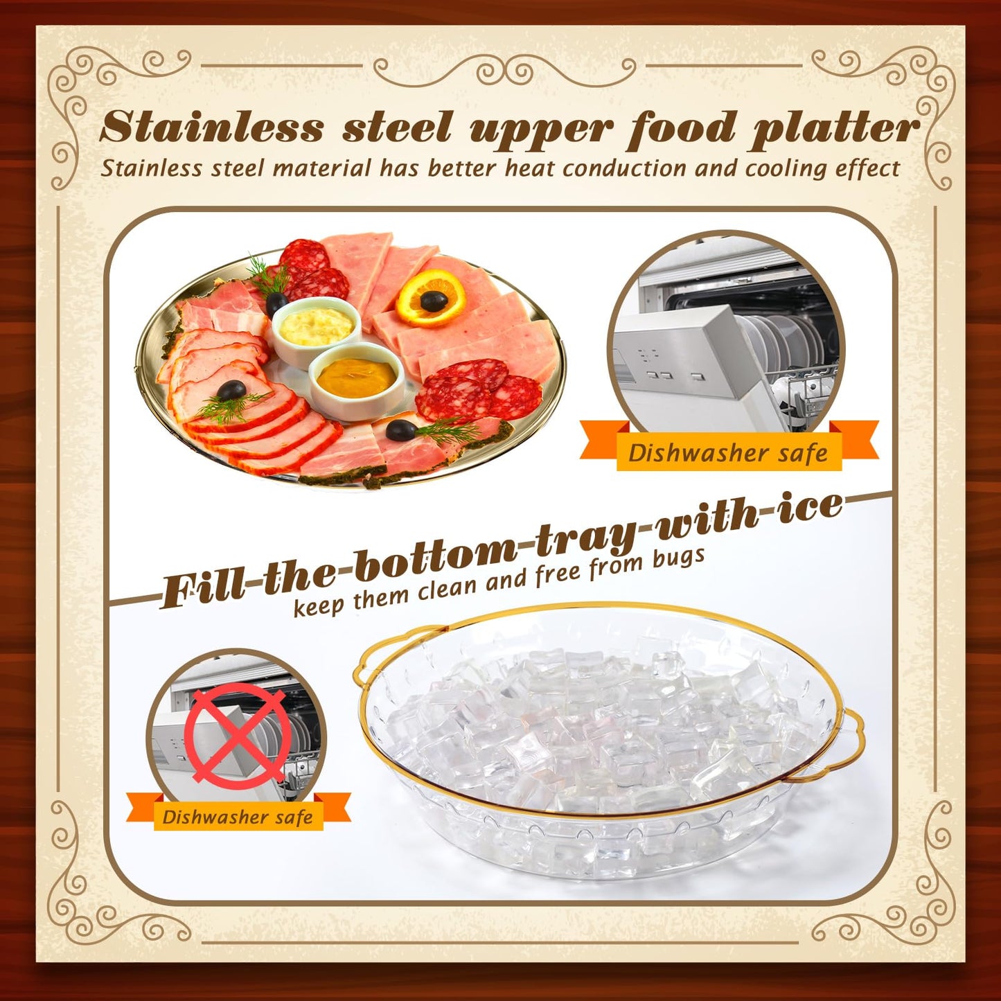 Chilled Serving Tray with Compartments for Parties